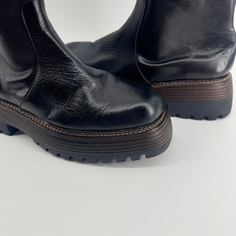 Free People Rhodes Tall Leather Boots Size 10 NEW Black Chunky 90s Platform Y2K - Picture 3 of 13